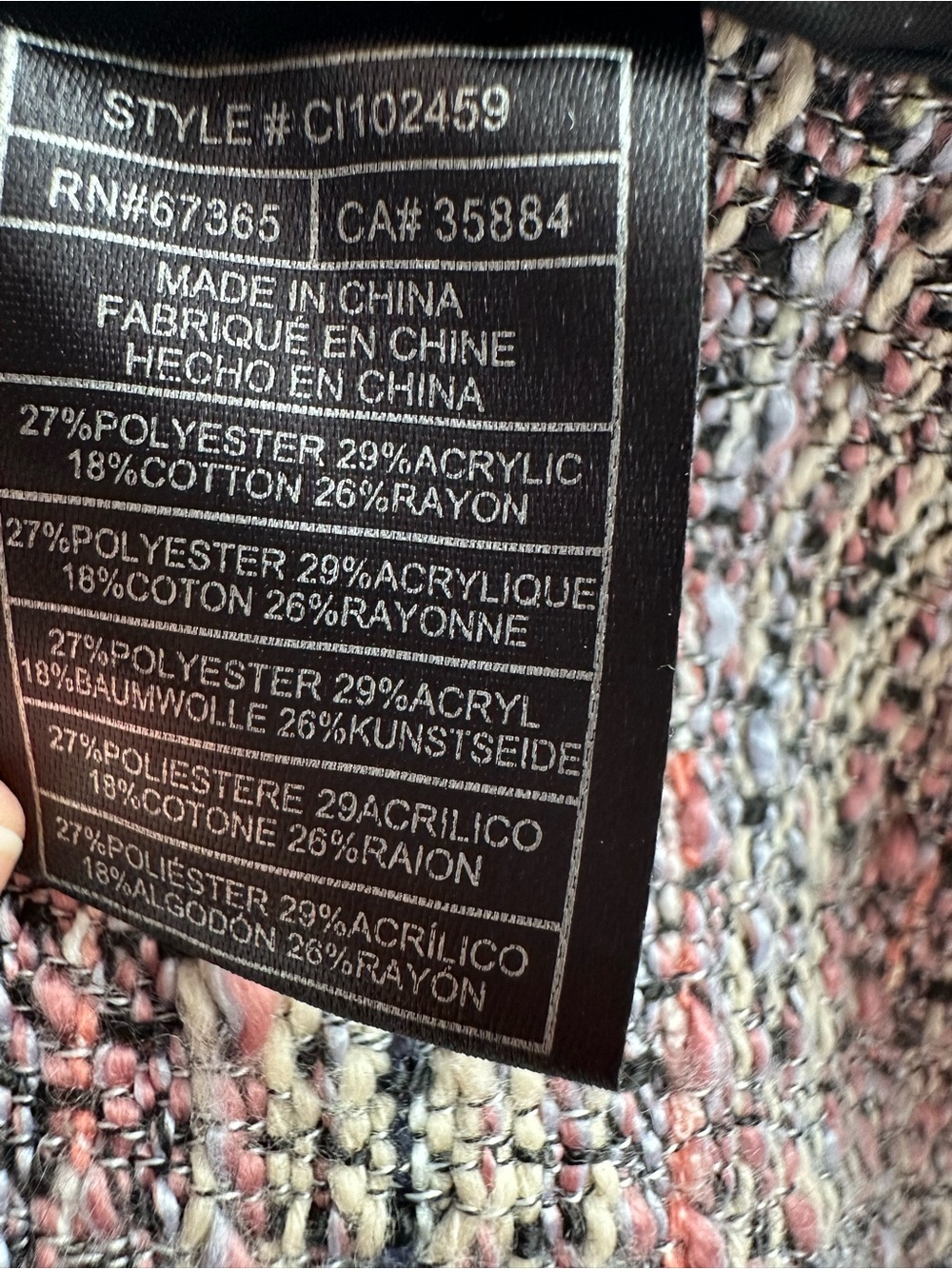 cupcakes & cashmere Canter Pink Tweed Moto Jacket, size M - Picture 10 of 12